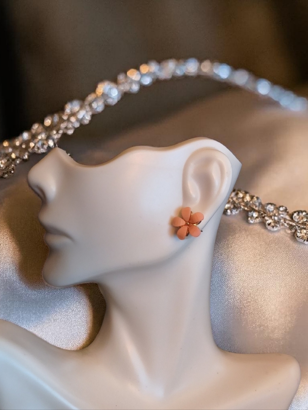 Peach Flower Petal Stud Earrings